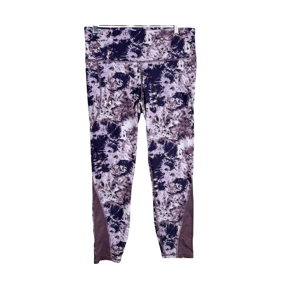Under Armour Heatgear Compression Tie Dye Leggings size Large Purple/White